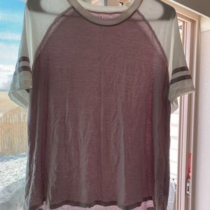 Pink/white baseball tee